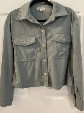 Francesca's Corduroy Cropped Jacket Sage Green